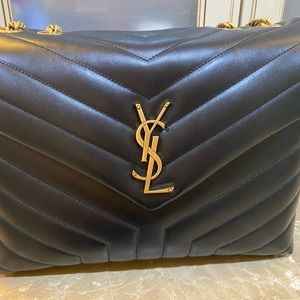 Saint Laurent Medium LouLou Black with Gold NEW